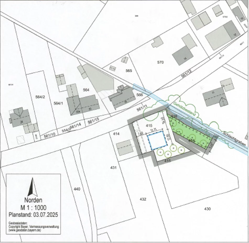 Abb.1: Geltungsbereich der Einbeziehungssatzung „Schalldorf Süd-West“ ohne Maßstab Abb.1: Geltungsbereich der Einbeziehungssatzung „Schalldorf Süd-West“ ohne Maßstab, © Bay. Vermessungsverwaltung