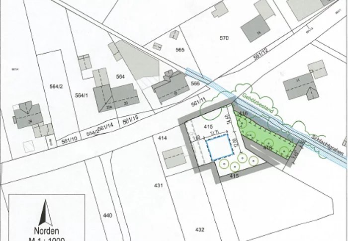 Abb.1: Geltungsbereich der Einbeziehungssatzung „Schalldorf Süd-West“ ohne Maßstab, © Bay. Vermessungsverwaltung